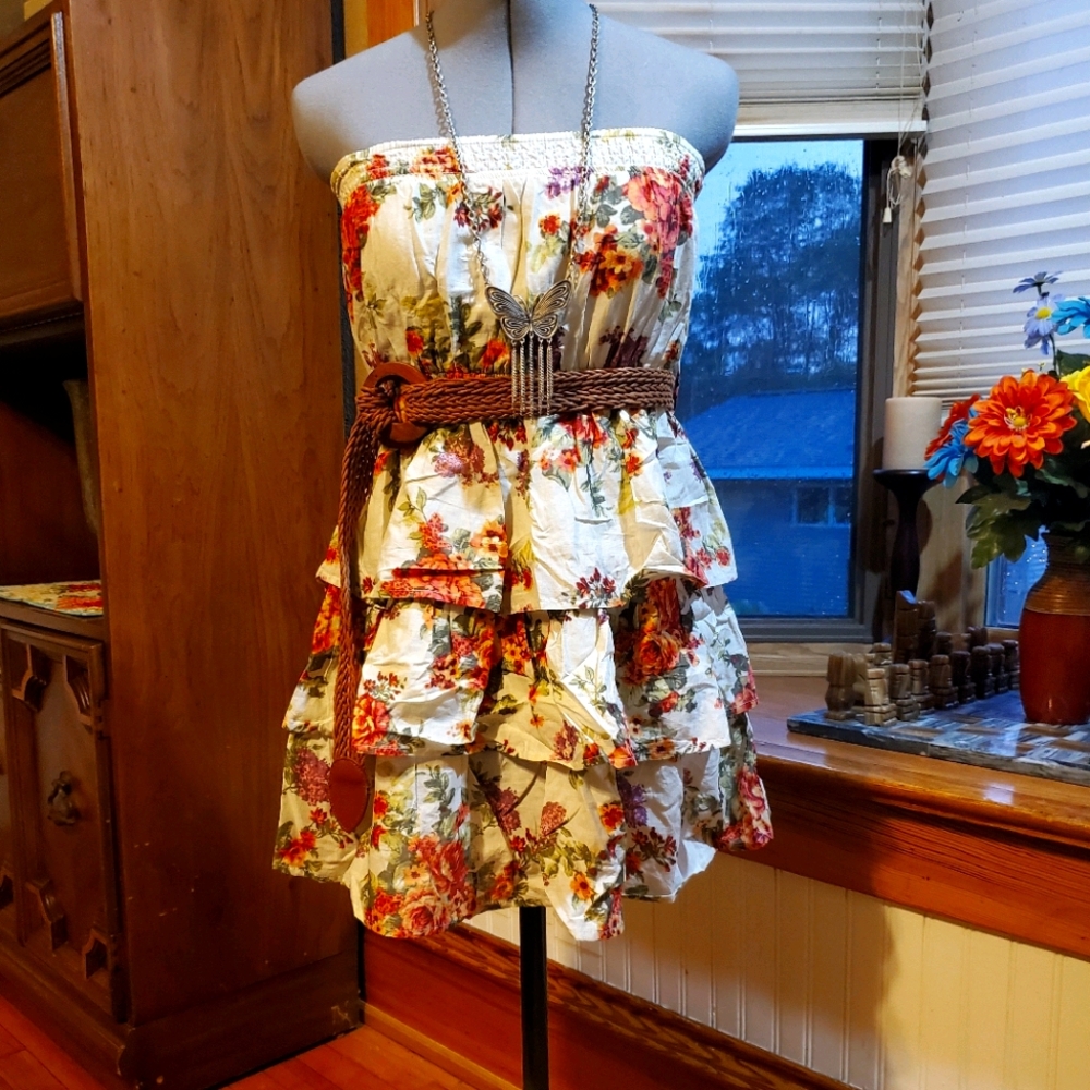 Almost Famous Floral Dress with Belt